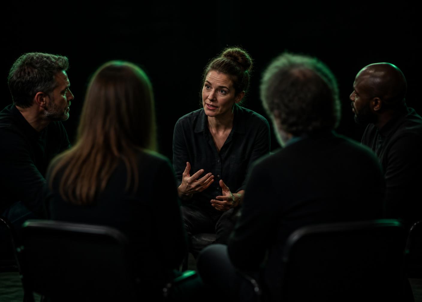 A small training group in conversation during an NLP certification